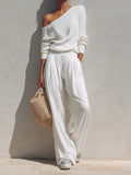 Asymmetric One-Shoulder Top & Wide-Leg Trousers Set
