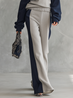 casual-sportswear-patchwork-one-shoulder-sweatshirt-and-sweatpants-set - Oyrosy