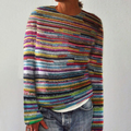 Floweary Unique Striped Long Sleeve Sweater