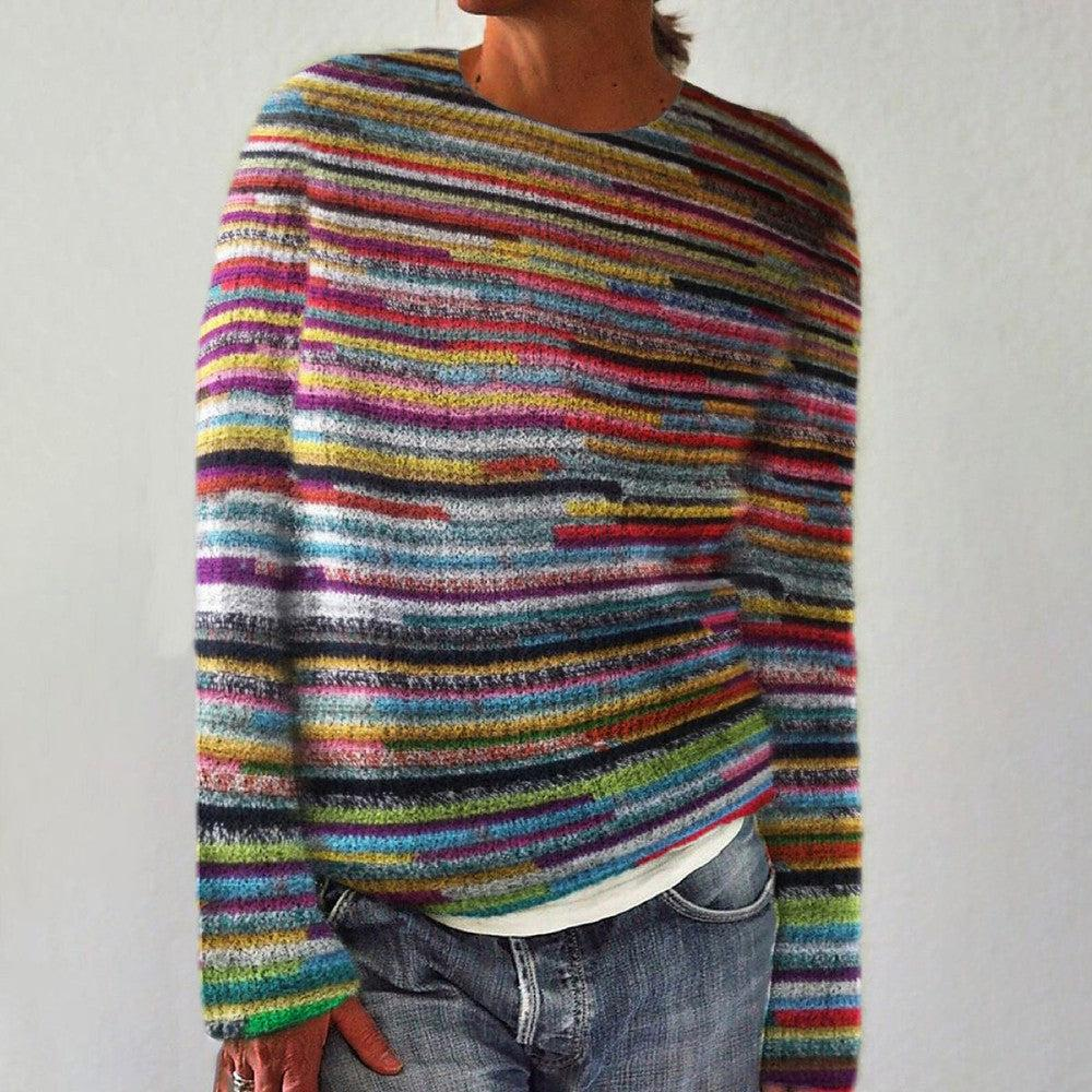 Floweary Unique Striped Long Sleeve Sweater