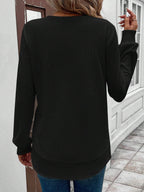 Round Neck Long Sleeve Solid Color Top