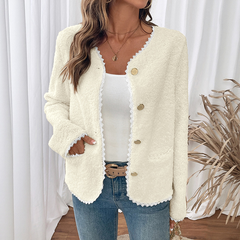 Floweary Lace Detail Button Up Long Sleeve Outerwear