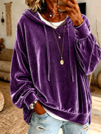 Women‘s Loose Velvet Drawstring Hoodie