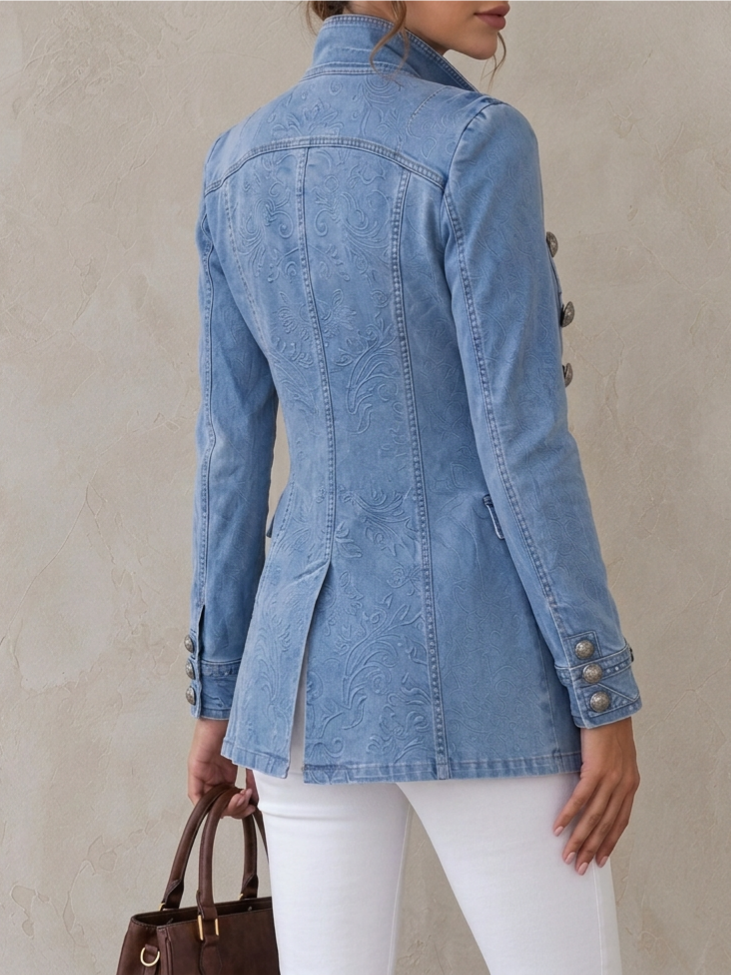 Retro Denim Jacket With Decorative Buttons