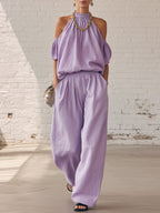 Halter Top & Wide Leg Pants 2-Piece Set | Ultimate Comfort & Style