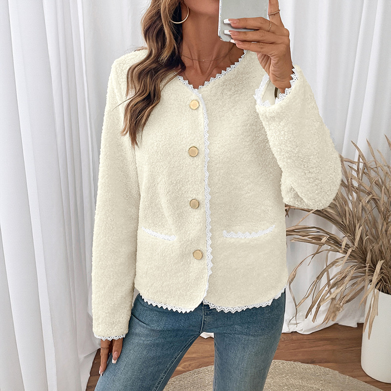 Floweary Lace Detail Button Up Long Sleeve Outerwear