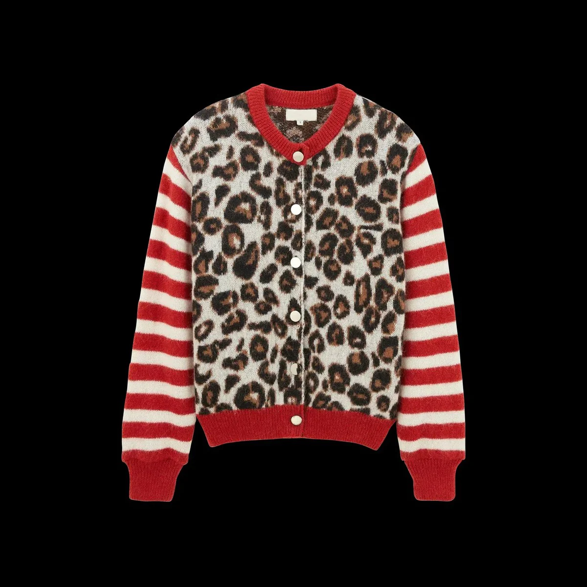 Floweary Unique Leopard Collarless Long Sleeve Cardigan