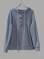 Button-Front Drawstring Hoodie