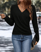 Floweary Black Plain V-Neck Sweater