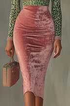 Fashionable Velvet Patchwork Stretch Slim Midi Dress