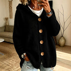 Oversized Hooded Button‑Front Long Sleeve Loose Fit Knit Cardigan With Pockets