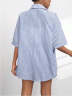 Caitlin Striped Button Up Shirt and Shorts Set