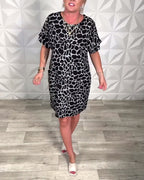 Casual Printed Crew Neck Dress