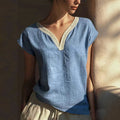 VChics Boho Vintage Lace V-neck Cotton Blend Shirt
