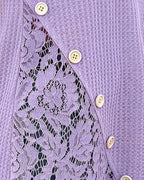 Lace Panel Knitted T-Shirt