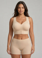 Cross Back Front Closure Wireless Posture Support Bra
