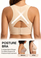 Cross Back Front Closure Wireless Posture Support Bra