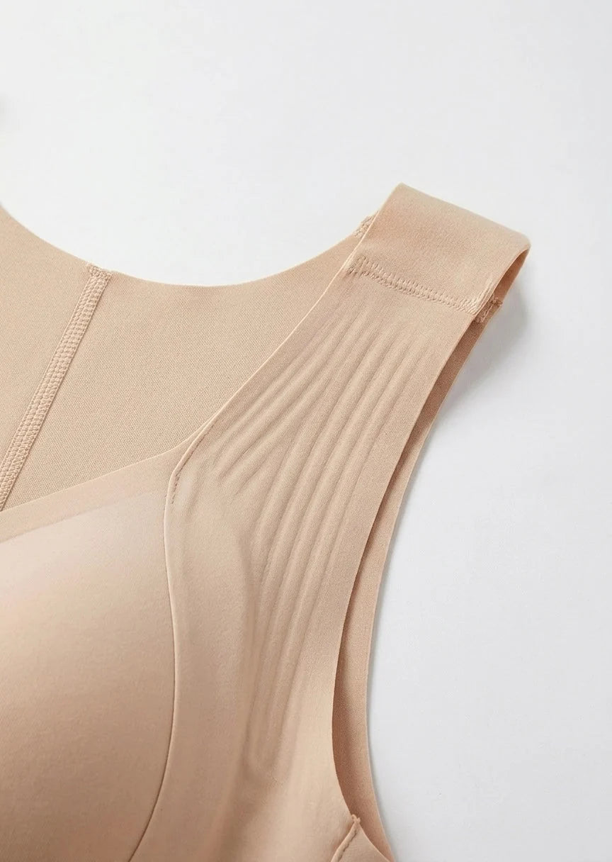 Cross Back Front Closure Wireless Posture Support Bra