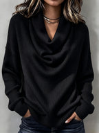 Cozy Ribbed Knit Top with Layered Collar