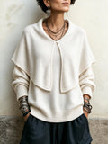 Elegant Layered Shawl Collar Knit Pullover