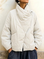 Contemporary Draped Asymmetric Puffer Jacket