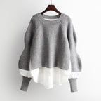 Chic Layered-Look Ribbed Knit Pullover