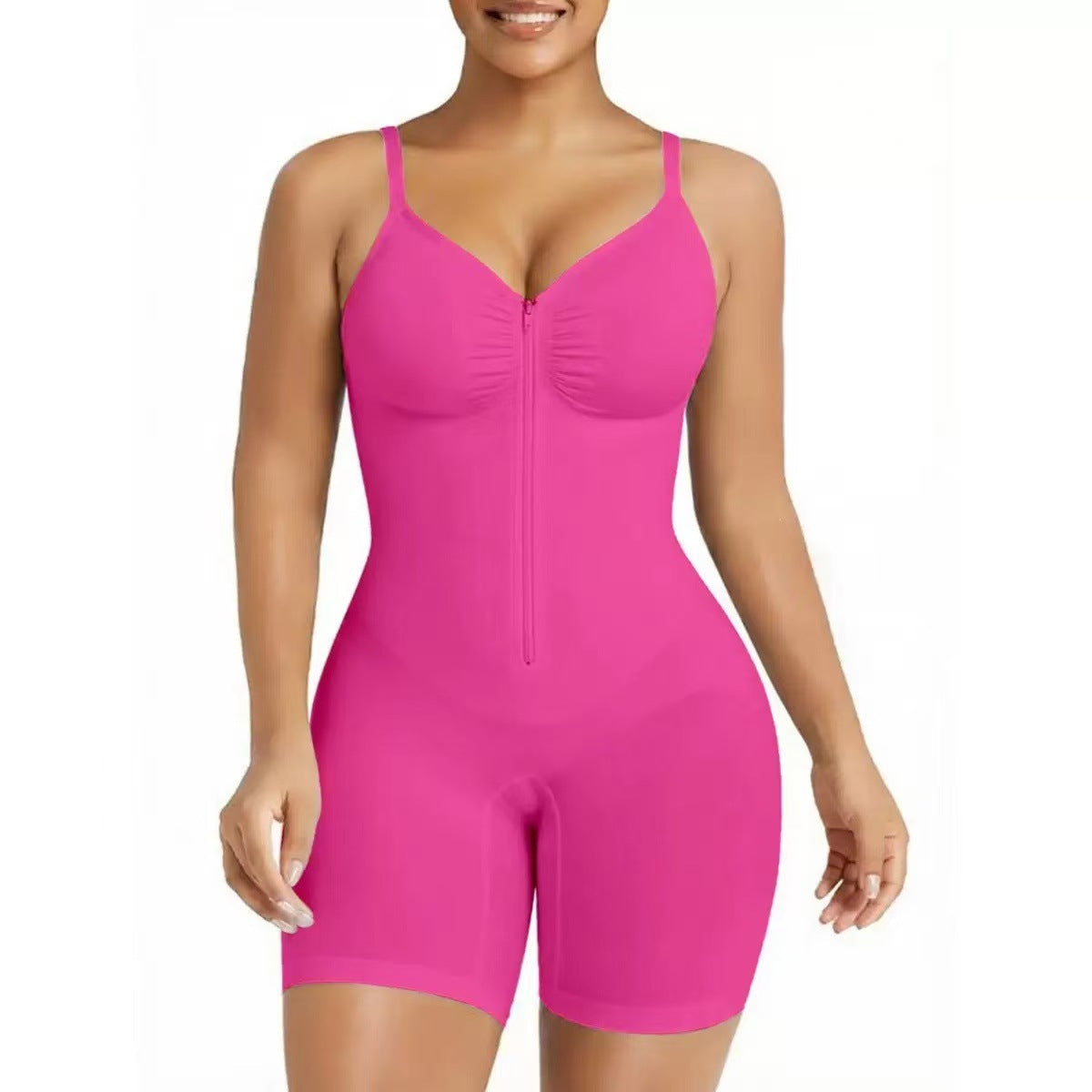 Zip-Up Front Mid-Thigh Bodysuit