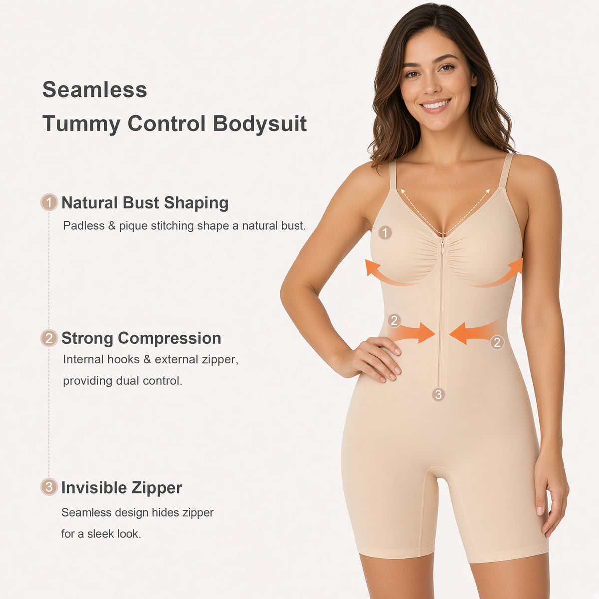 Zip-Up Front Mid-Thigh Bodysuit