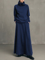 High Cowl Neck Sweatshirt & A-Line Skirt Set