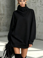 High Cowl Neck Sweatshirt Dress