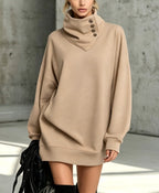 High Cowl Neck Sweatshirt Dress