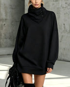 High Cowl Neck Sweatshirt Dress