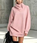 High Cowl Neck Sweatshirt Dress