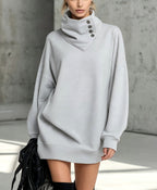 High Cowl Neck Sweatshirt Dress