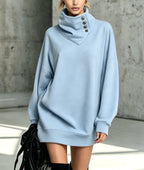 High Cowl Neck Sweatshirt Dress