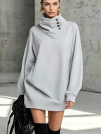 High Cowl Neck Sweatshirt Dress