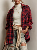 Relaxed-fit Red Plaid Cotton Shirt