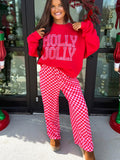 Holiday Graphic Sweatshirt & Checkered Wide-Leg Pants Set