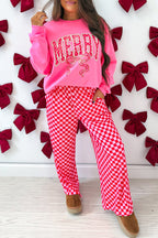 Holiday Graphic Sweatshirt & Checkered Wide-Leg Pants Set