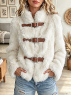Women's Buckle Strap Fux Fur Short Coat(Free Shipping on 1 Piece)