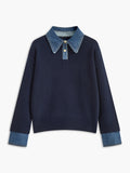 2 in 1 Panel Lapel Relaxed Sweater