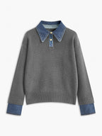 2 in 1 Panel Lapel Relaxed Sweater