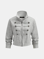 Button Detail Zip-Up Jacket