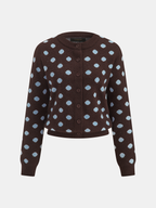 Polka?Dot Long?Sleeve Knit Cardigan