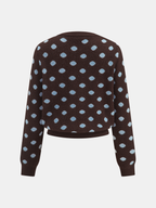 Polka?Dot Long?Sleeve Knit Cardigan