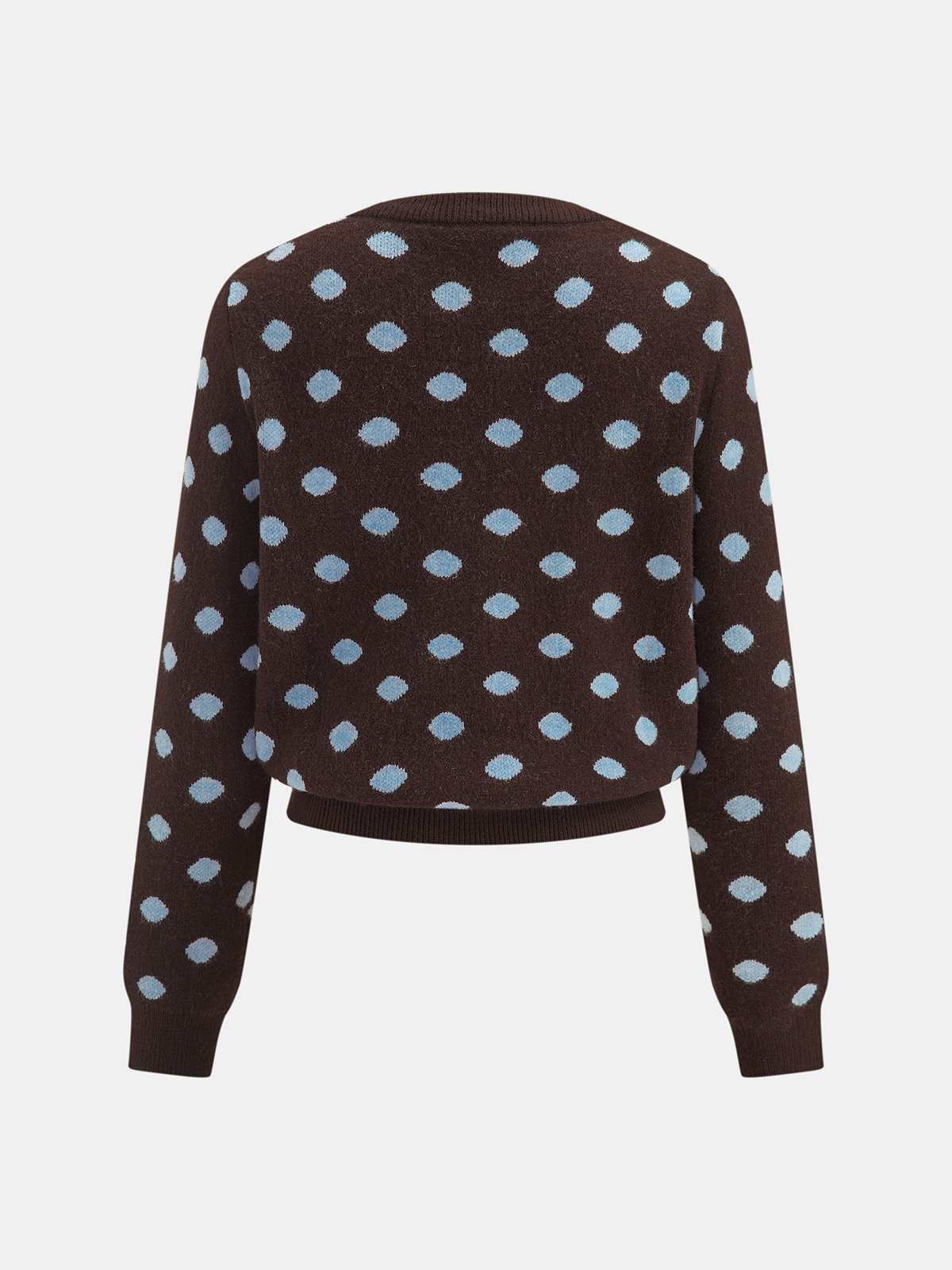 Polka?Dot Long?Sleeve Knit Cardigan