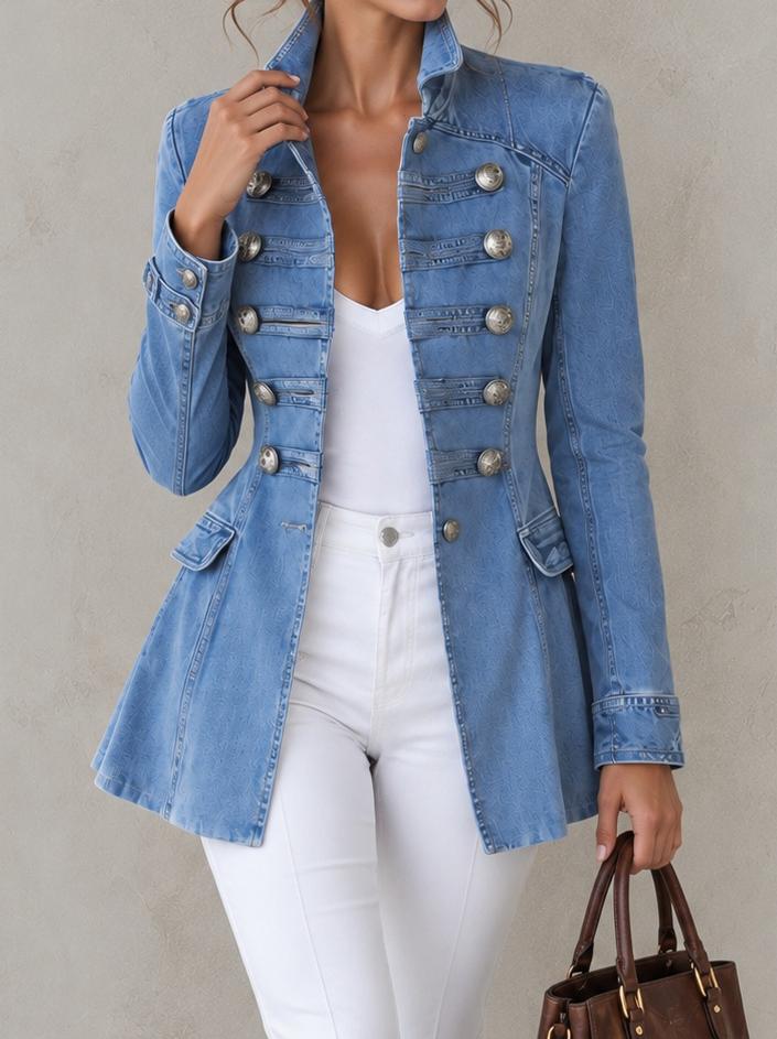 Retro Denim Jacket With Decorative Buttons