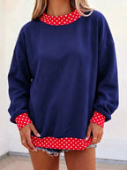 Oversized Sweatshirt with Polka Dot Trim