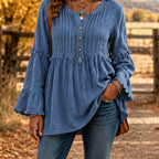 Boho Ruffle Bell Sleeve Tunic Casual  Blouse