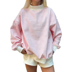 Oversized Striped Mock Neck Sweatshirt